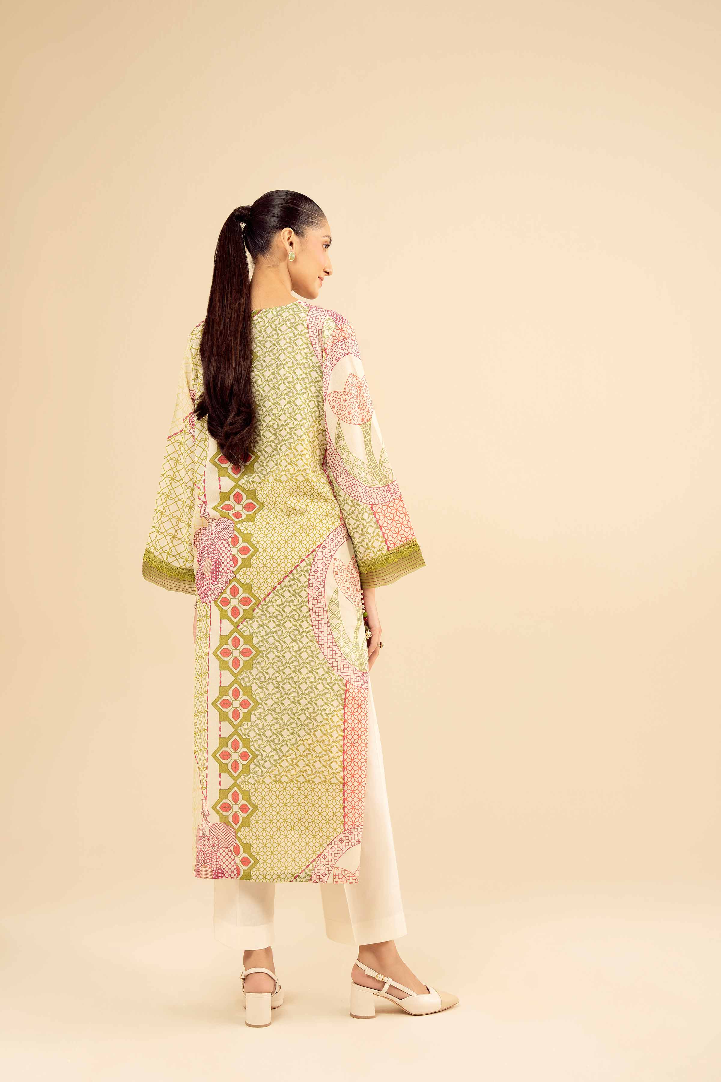 Printed Shirt - PW25-566 READY TO WEAR Green Karandi 1 Piece Printed