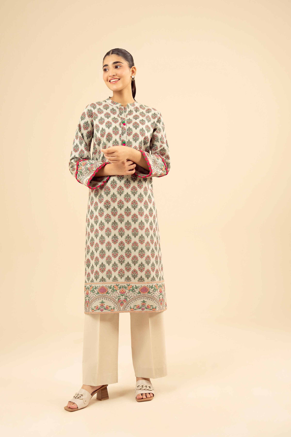 Printed Shirt - PW25-573 Green Karandi 1PC Printed Nishat Australia