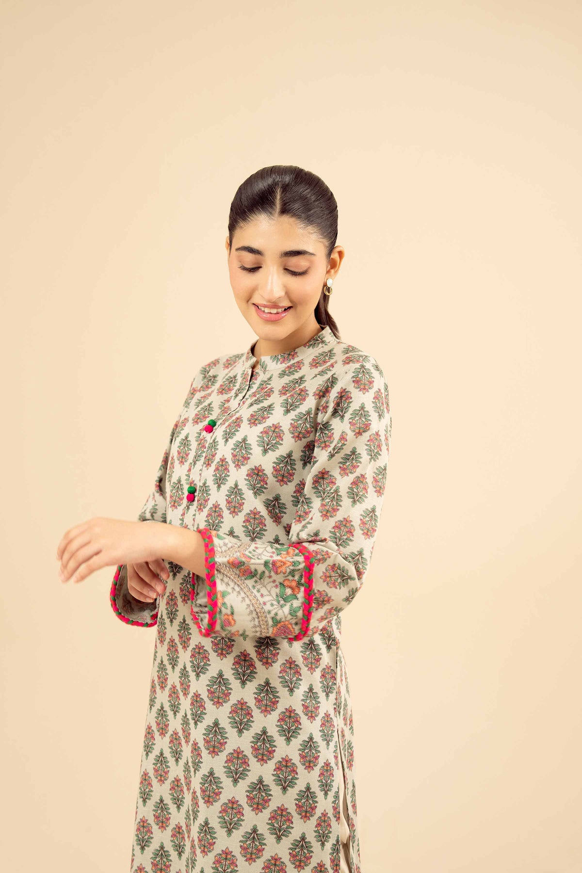 Printed Shirt - PW25-573 Green Karandi 1PC Printed Nishat Australia
