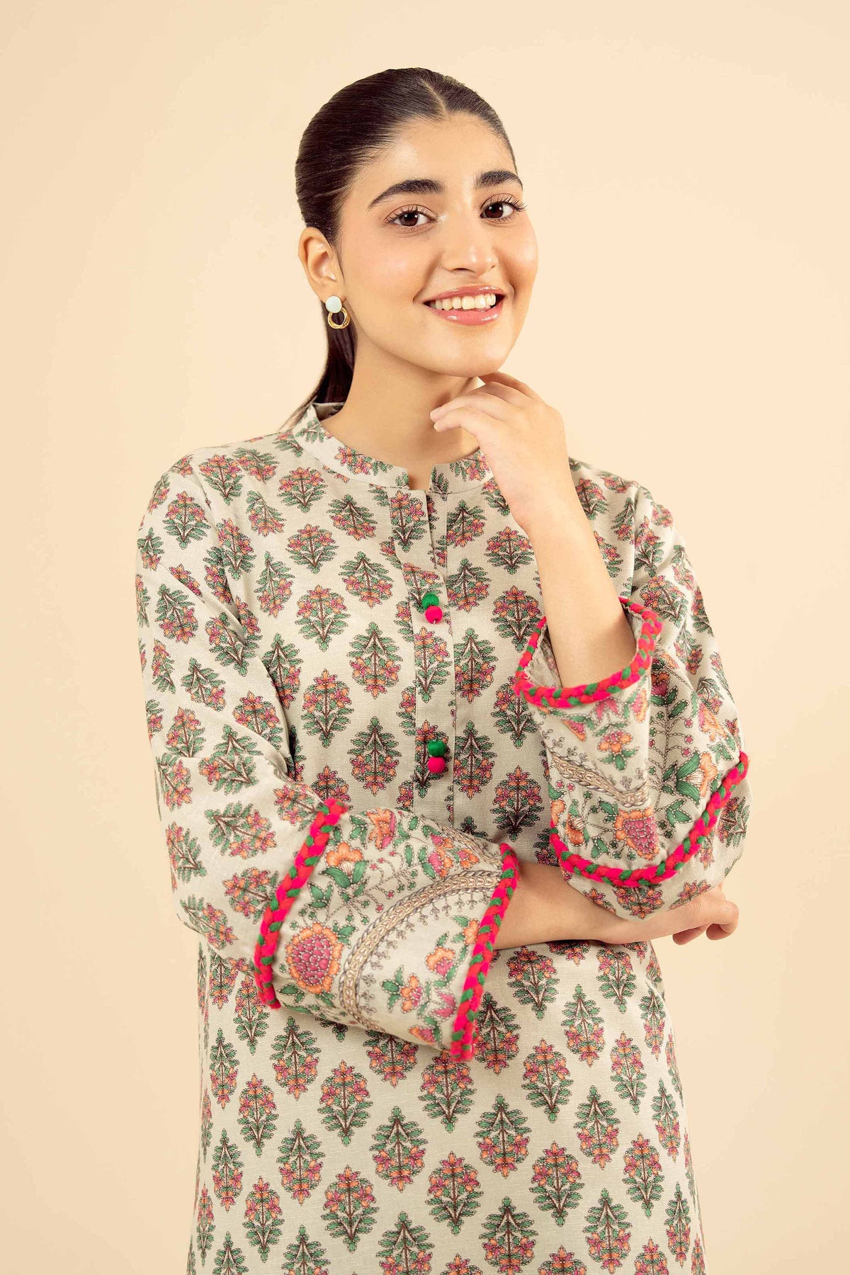 Printed Shirt - PW25-573 Green Karandi 1PC Printed Nishat Australia