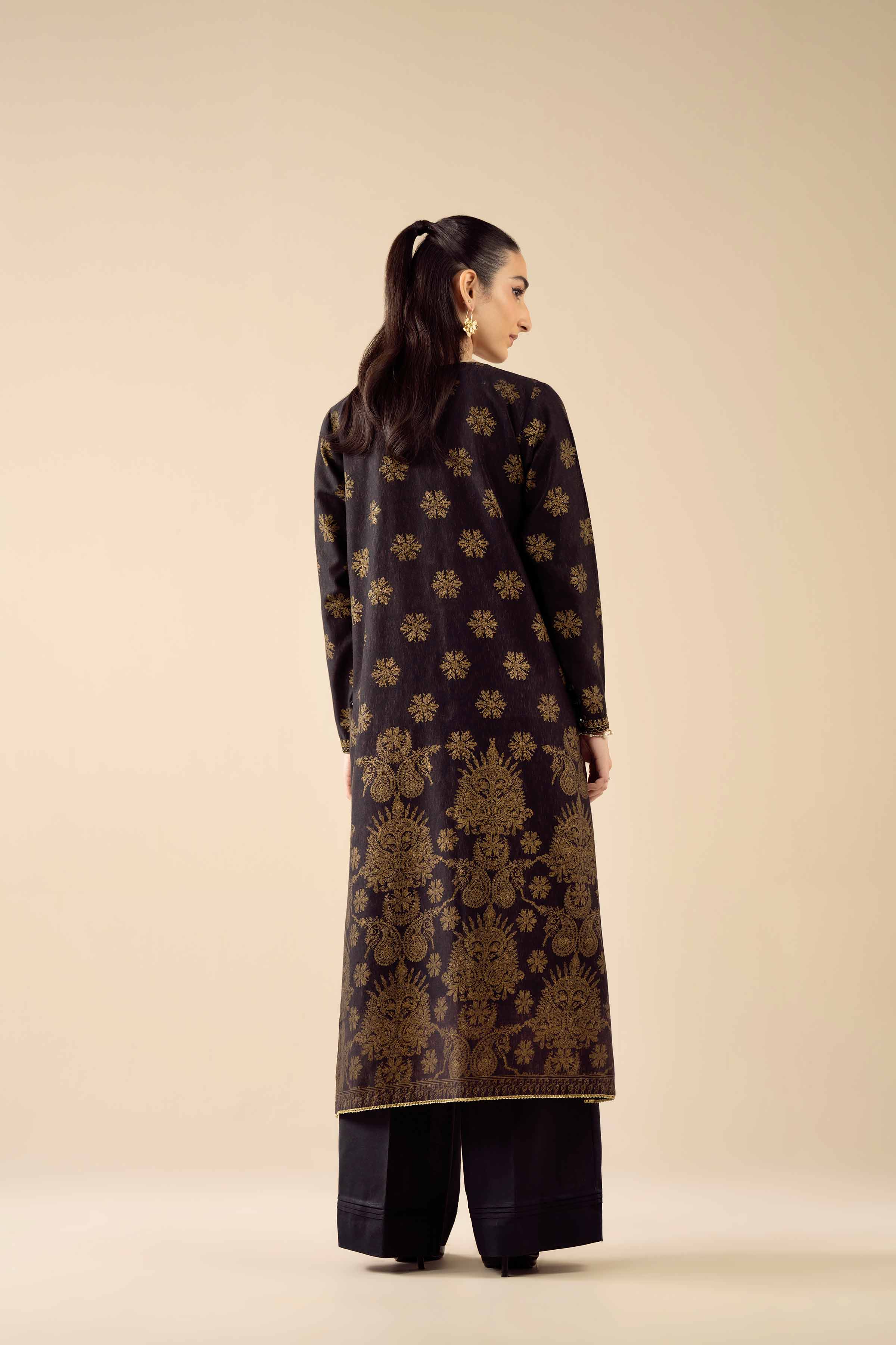 Embroidered Shirt - PW25-580 READY TO WEAR Black Karandi 1PC Embroidered