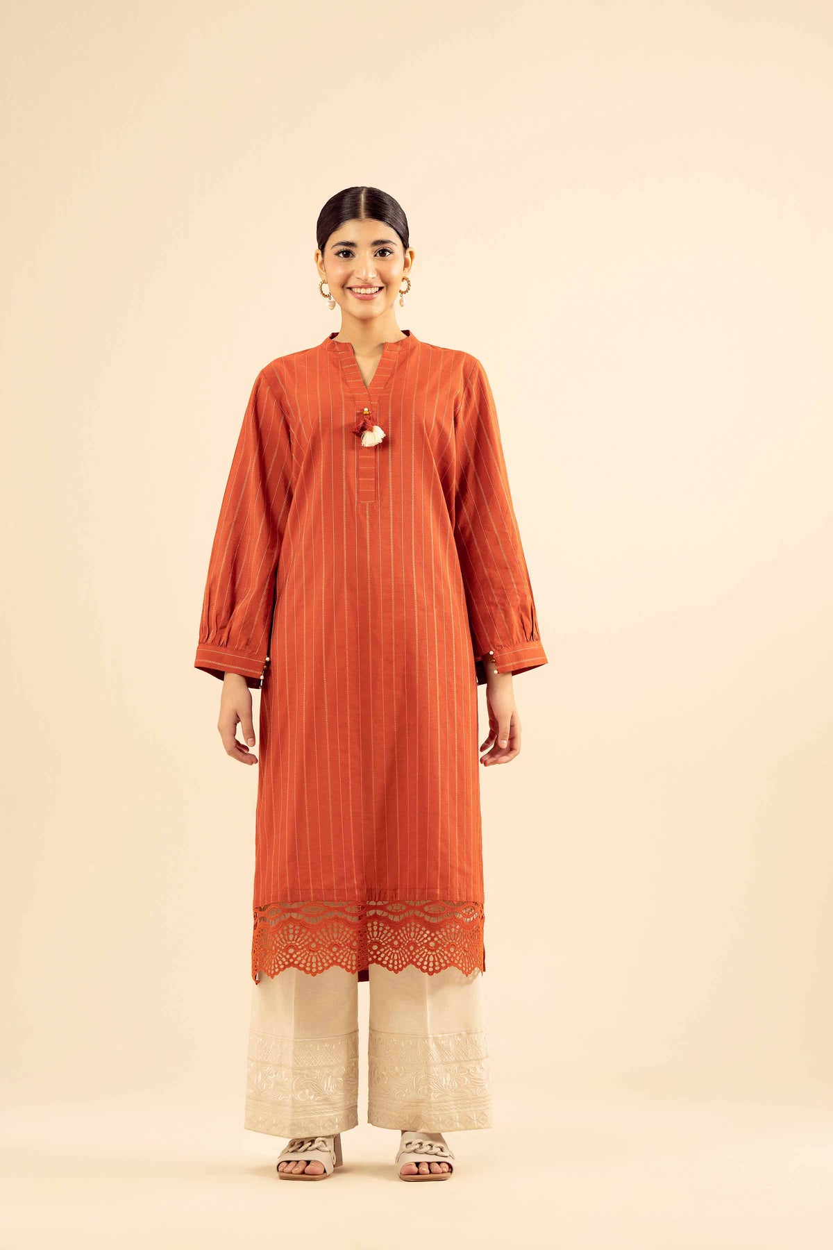 Basic Shirt - PW25-585 Red Mix Fabric 1PC Solids Nishat Australia