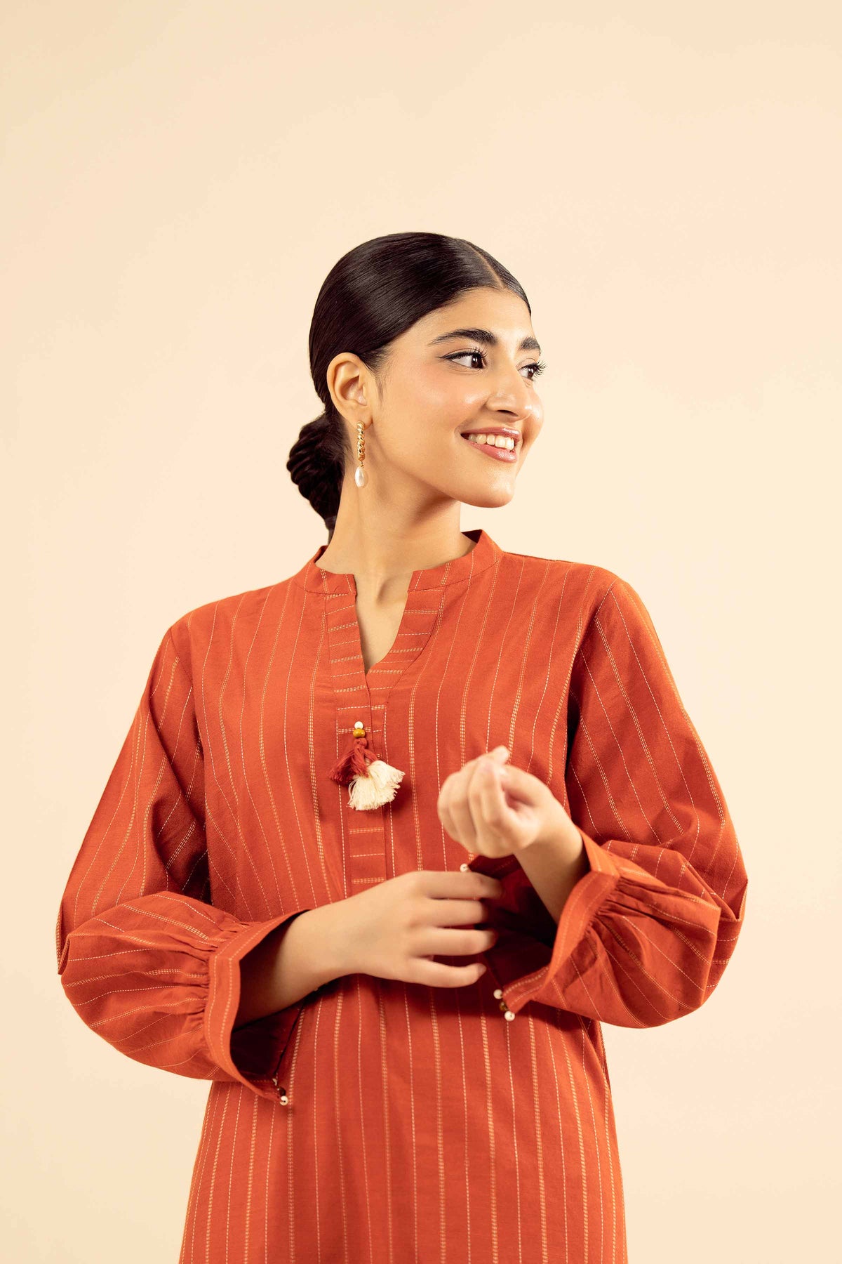 Basic Shirt - PW25-585 Red Mix Fabric 1PC Solids Nishat Australia