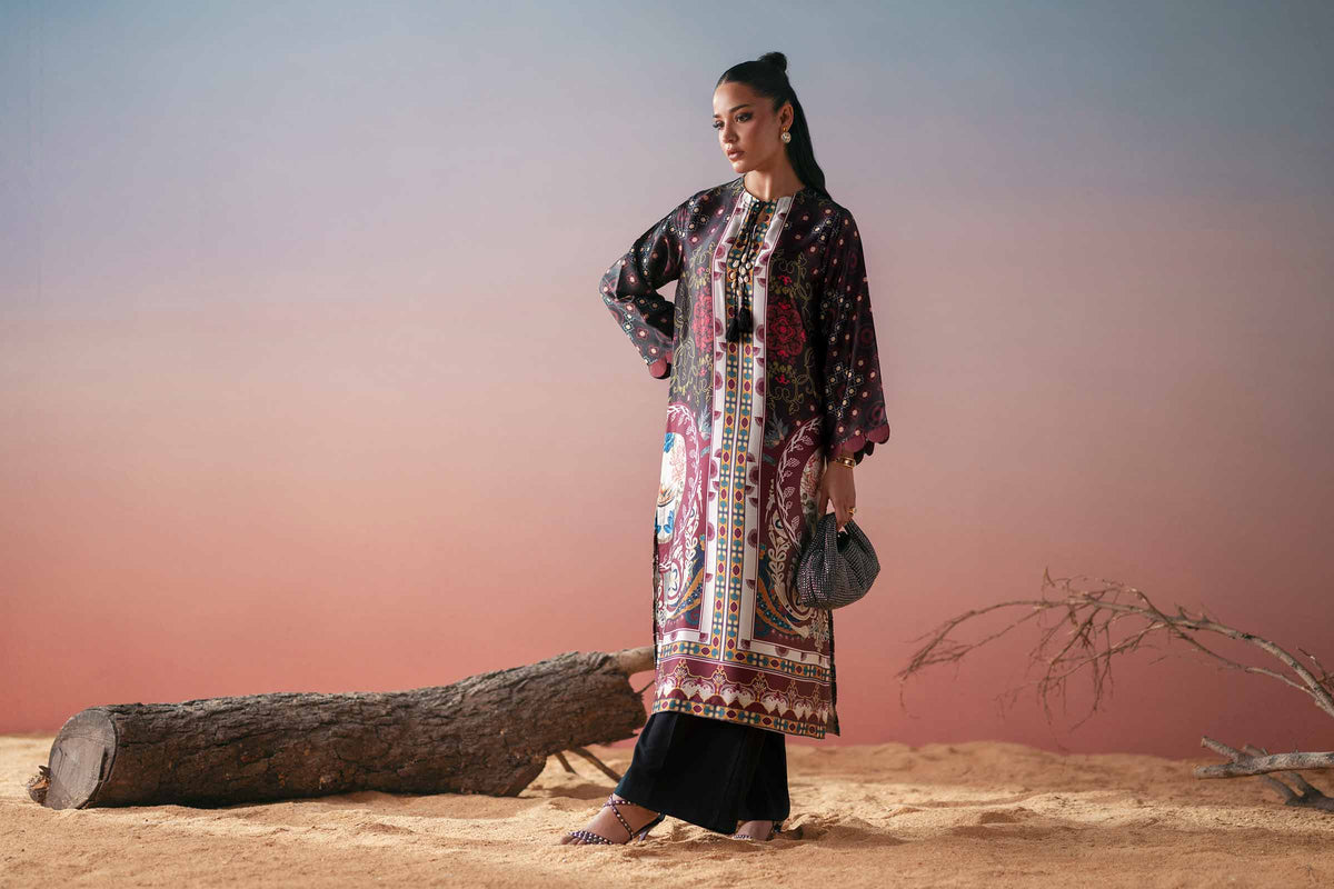 Printed Shirt - PW25-589 Red Silk 1PC Printed Nishat Australia