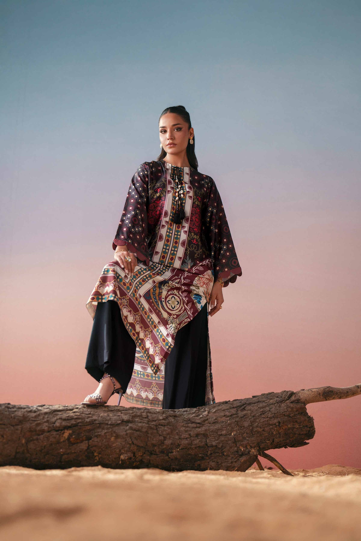 Printed Shirt - PW25-589 Red Silk 1PC Printed Nishat Australia