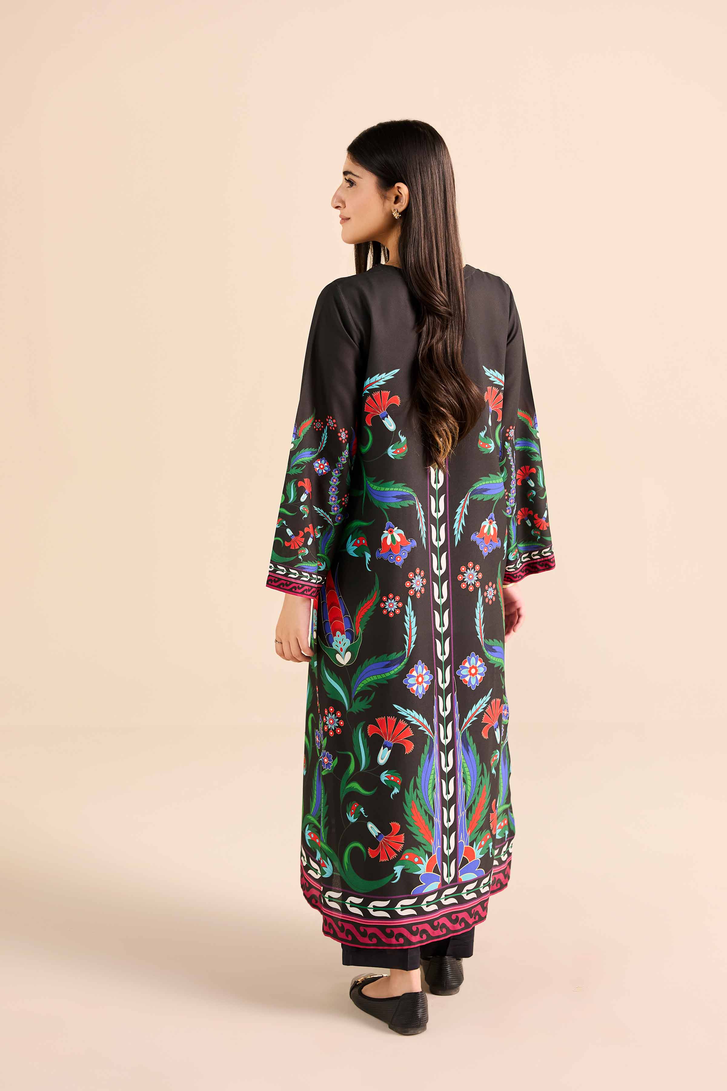 Printed Shirt - PW25-590 READY TO WEAR Black Silk 1PC Printed