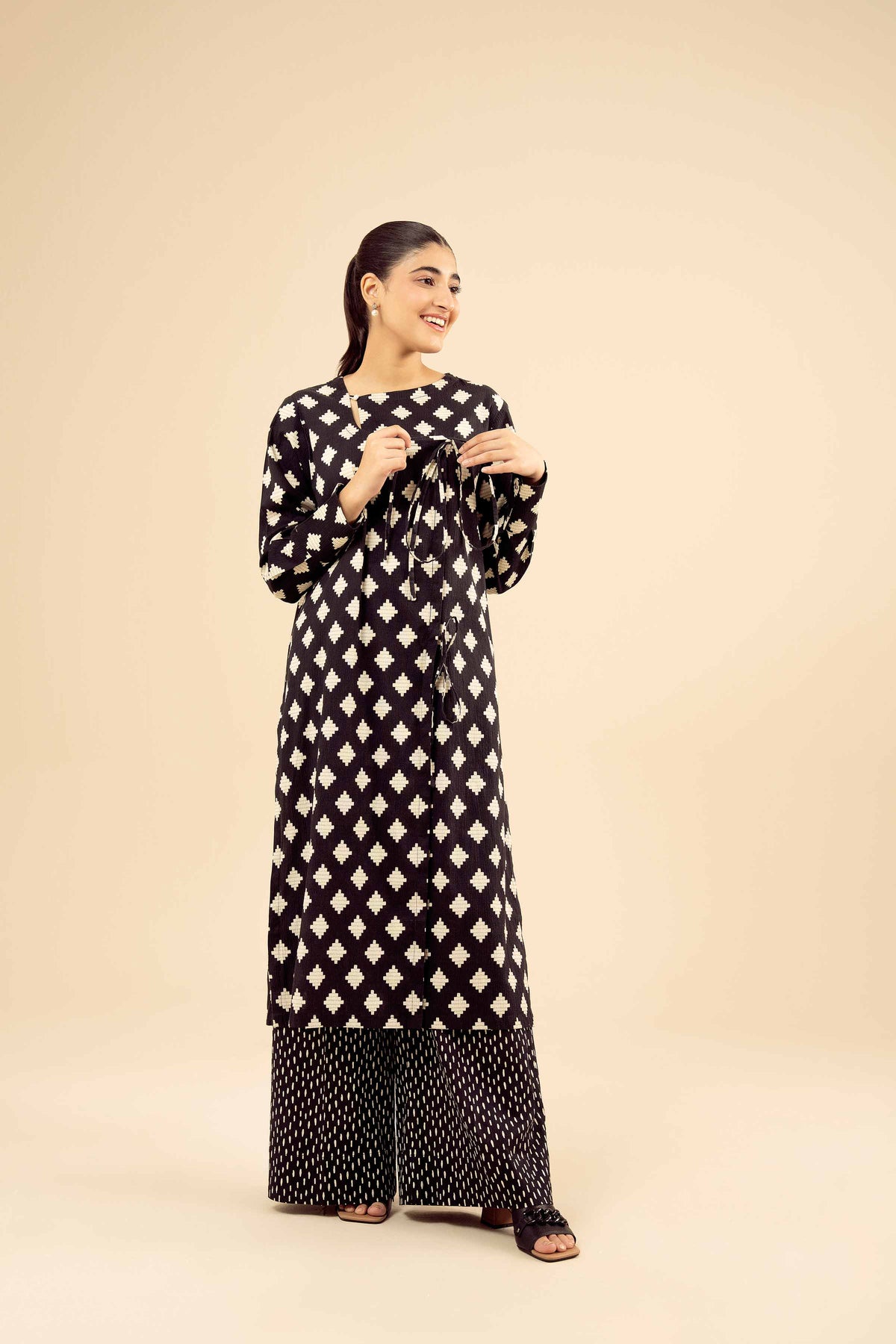 2 Piece - Printed Suit - PW25-60 Black Chiffon 2PC Printed Nishat Australia