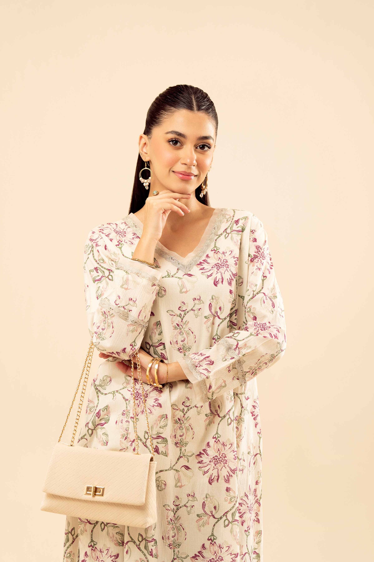 2 Piece - Basic Suit - PW25-61 White Chiffon 2PC Solids Nishat Australia