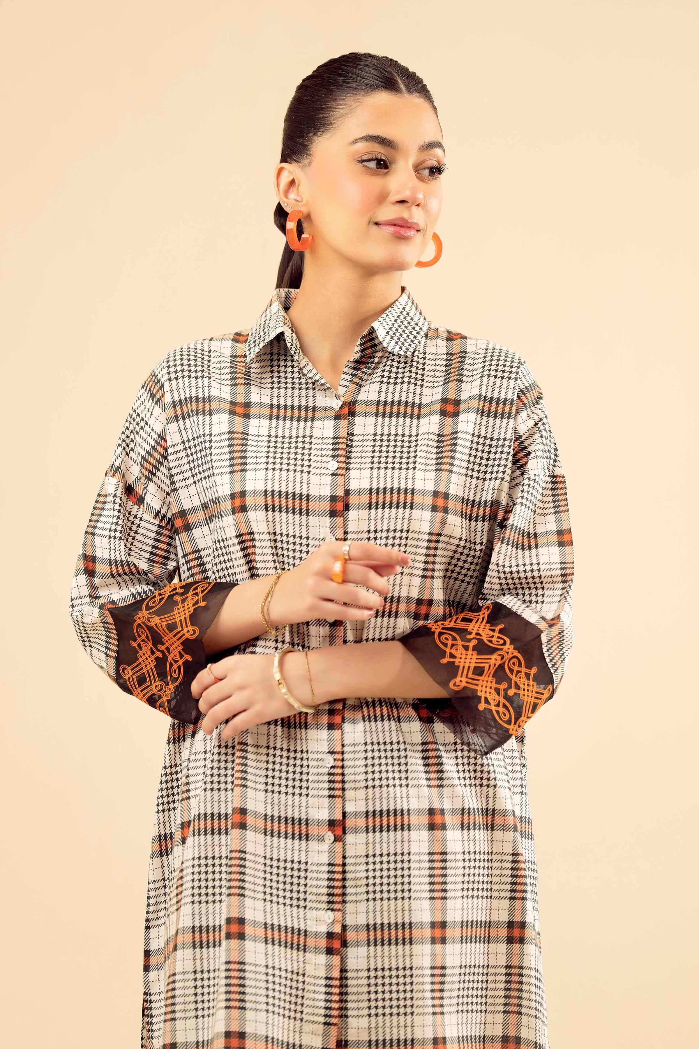 2 Piece - Printed Embroidered Suit - PW25-66 READY TO WEAR Multi Cambric 2PC Embroidered