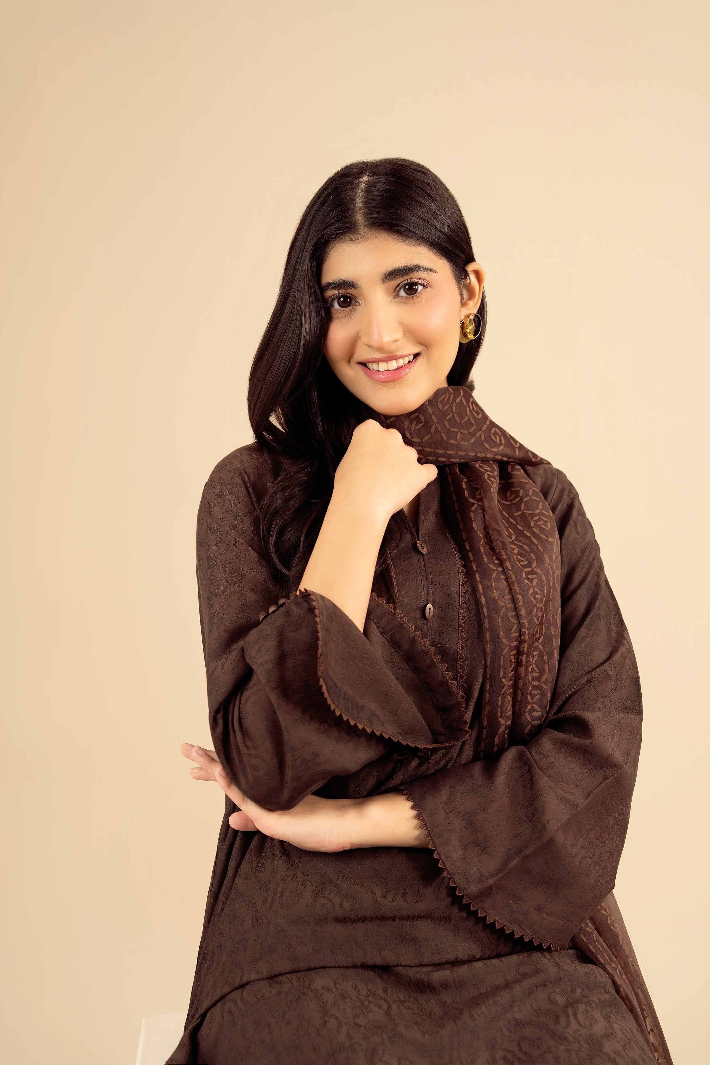 2 Piece - Basic Suit - PW25-71 READY TO WEAR Brown Jacquard 2PC Solids