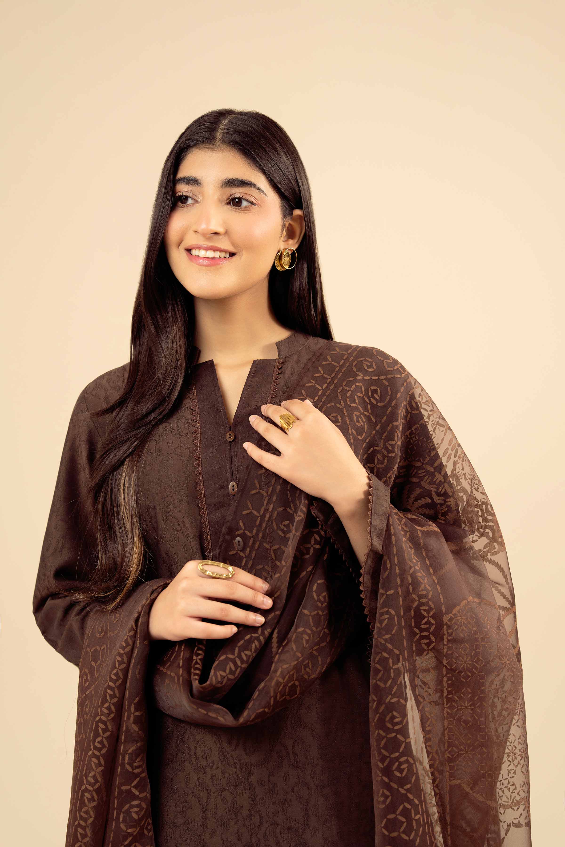 2 Piece - Basic Suit - PW25-71 READY TO WEAR Brown Jacquard 2PC Solids