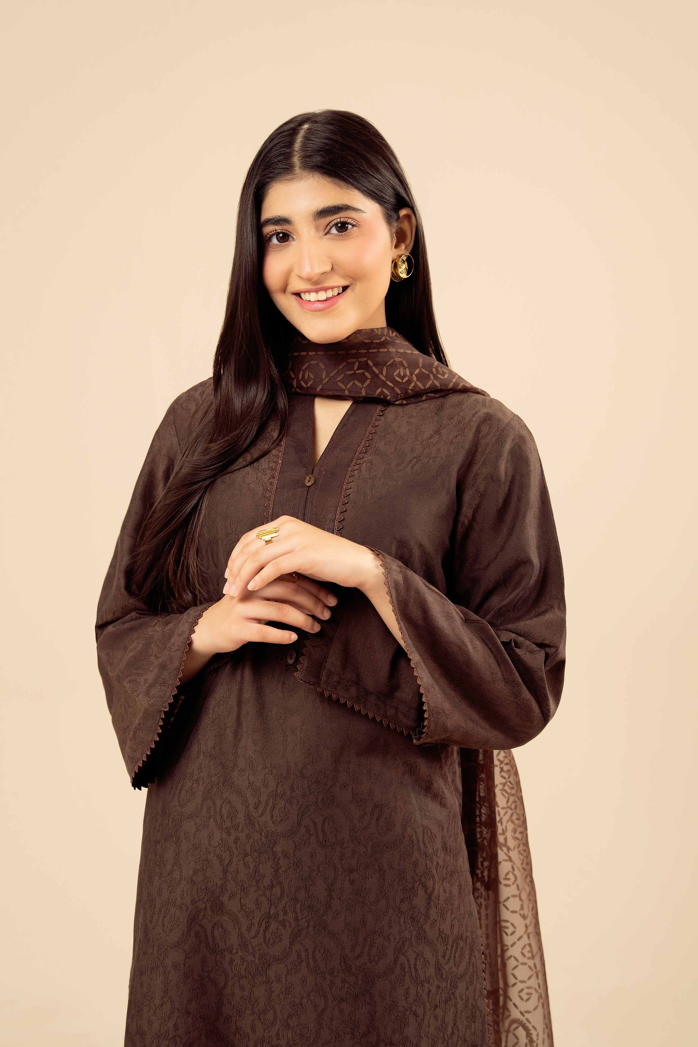 2 Piece - Basic Suit - PW25-71 READY TO WEAR Brown Jacquard 2PC Solids