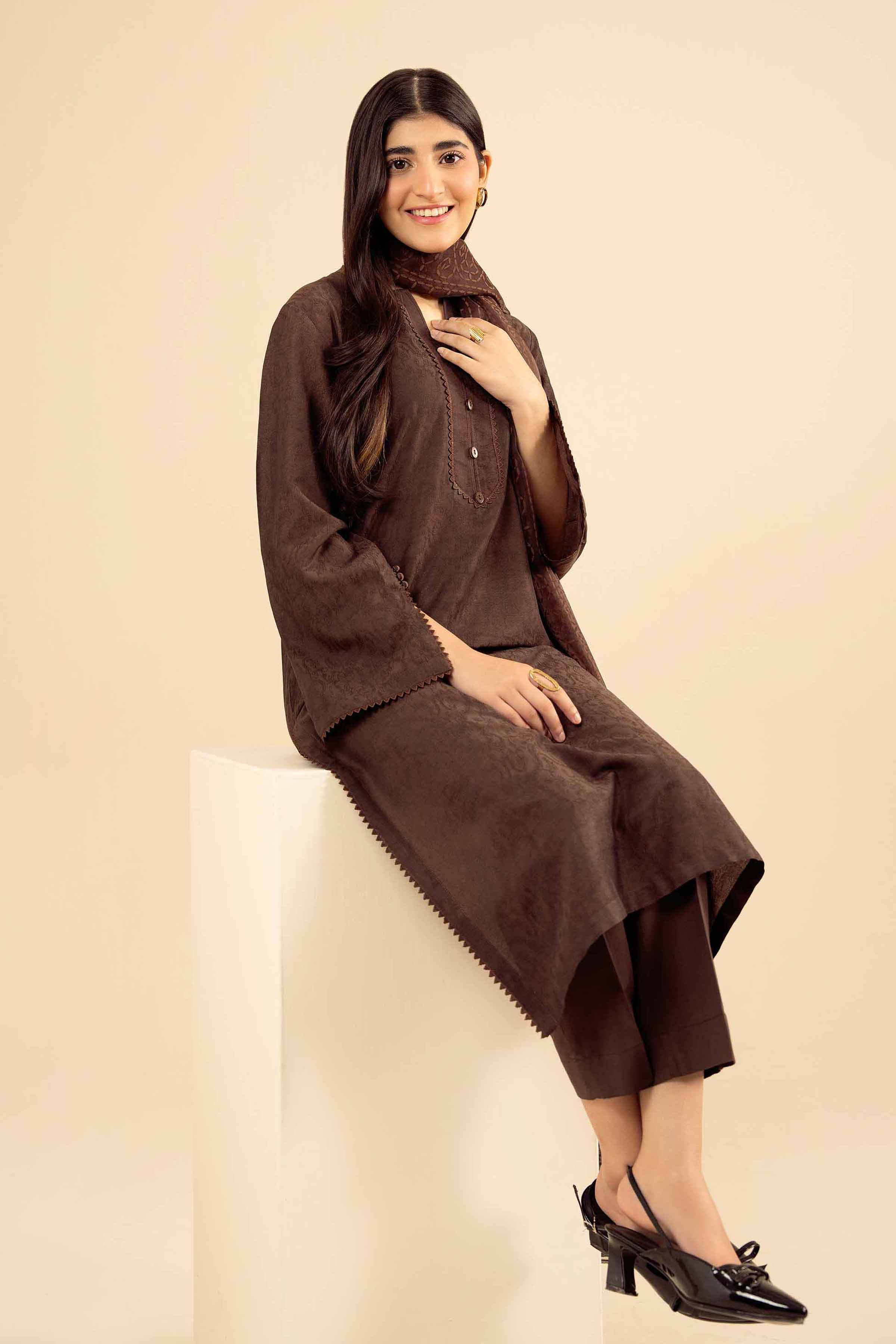 2 Piece - Basic Suit - PW25-71 READY TO WEAR Brown Jacquard 2PC Solids