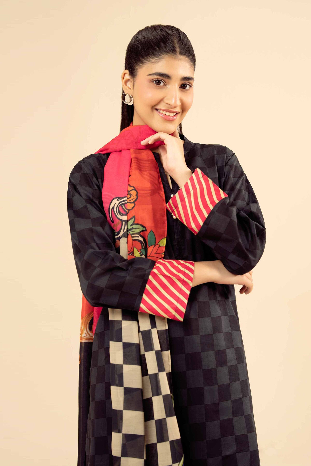 2 Piece - Printed Suit - PW25-73 Black Cambric 2PC Printed Nishat Australia
