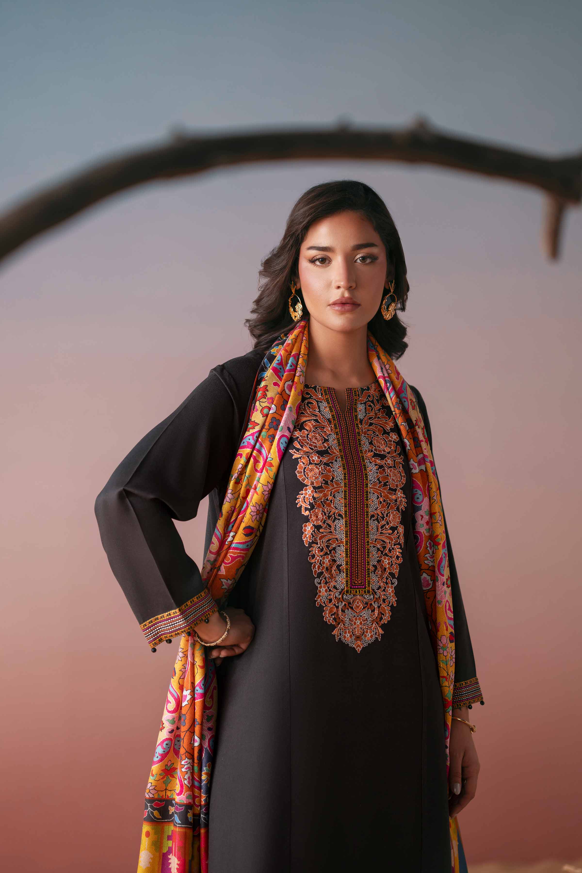 2 Piece - Embroidered Suit - PW25-79 READY TO WEAR Black Marina 2PC Embroidered