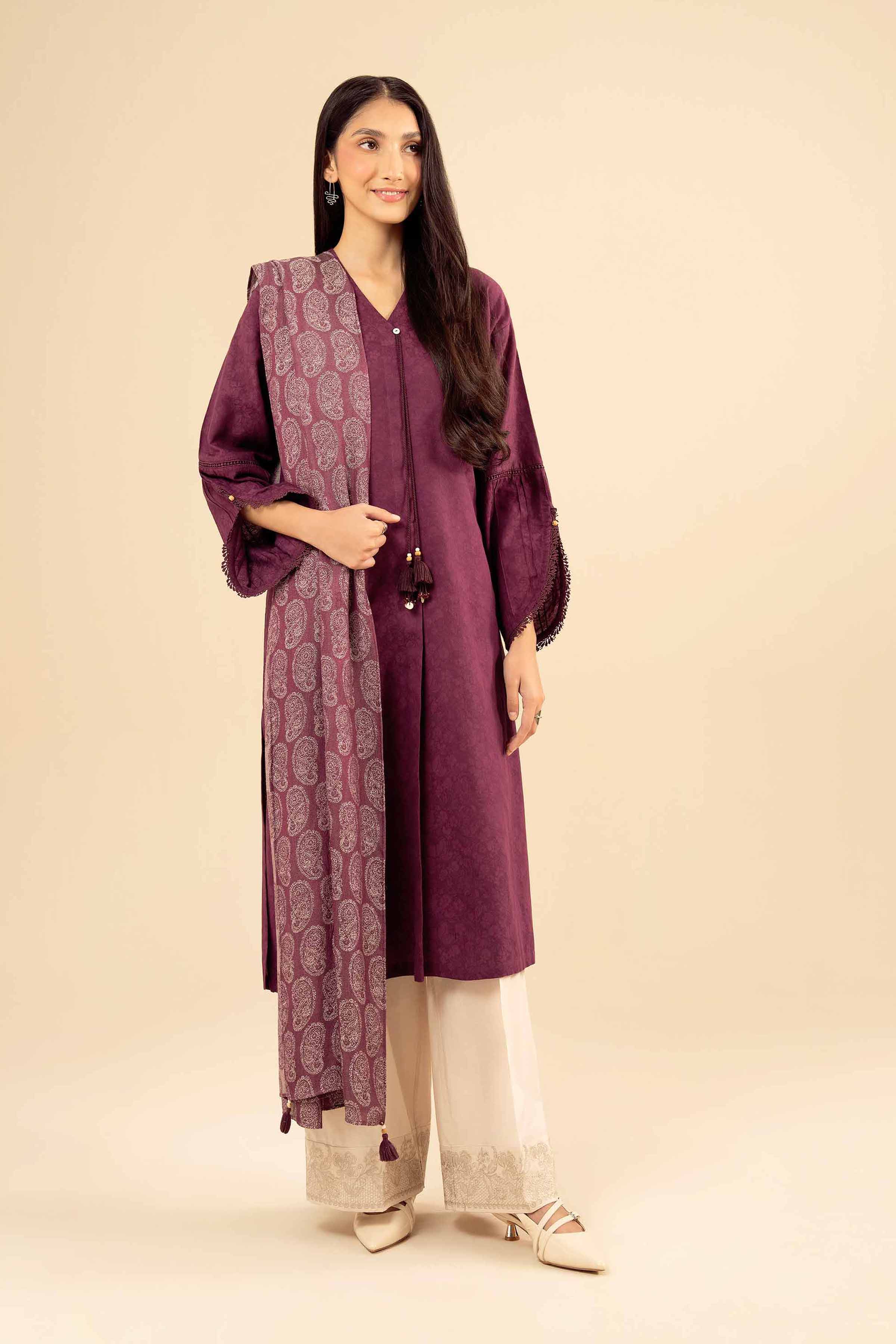 2 Piece - Basic Suit - PW25-96 READY TO WEAR Purple Jacquard 2PC Solids