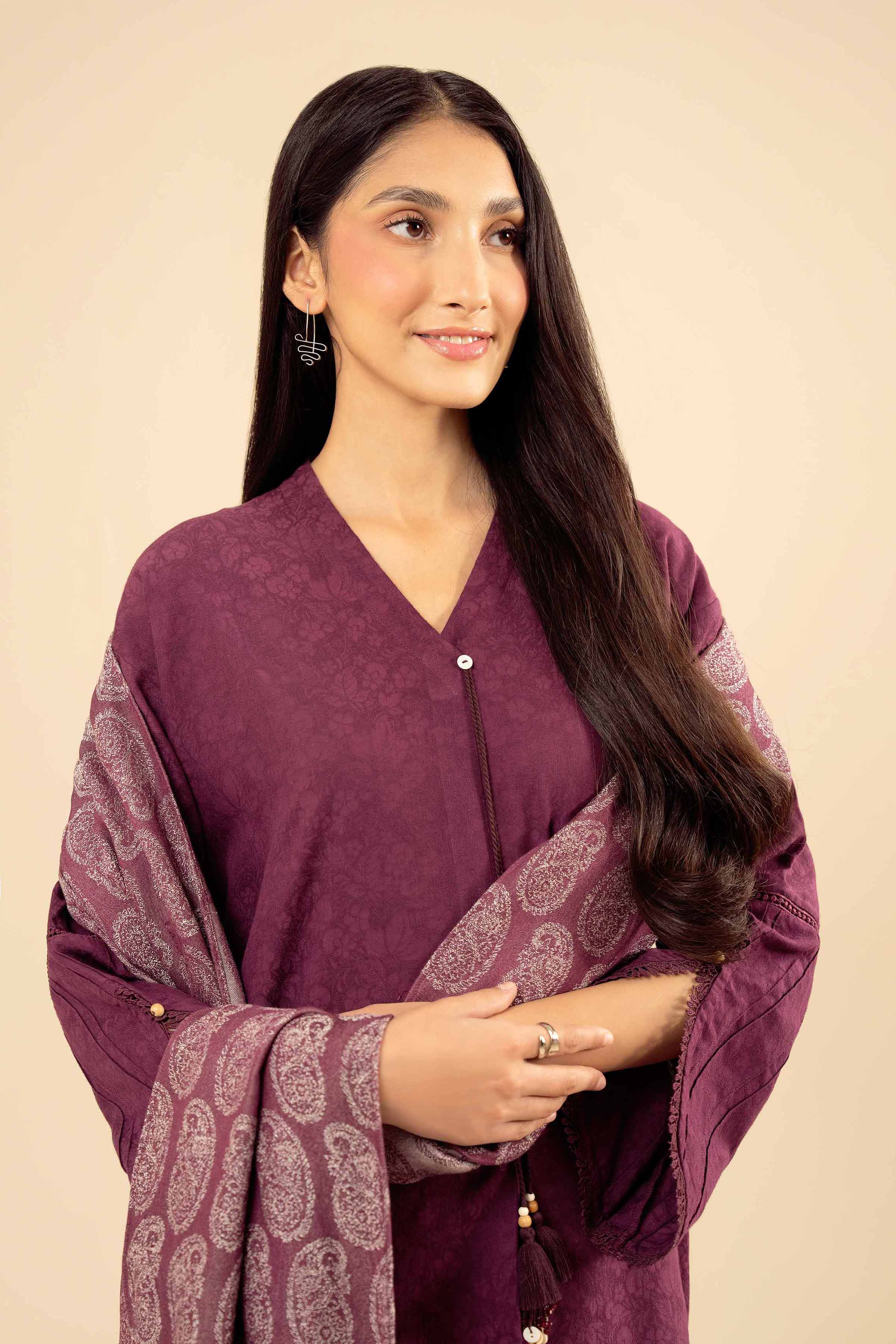 2 Piece - Basic Suit - PW25-96 READY TO WEAR Purple Jacquard 2PC Solids