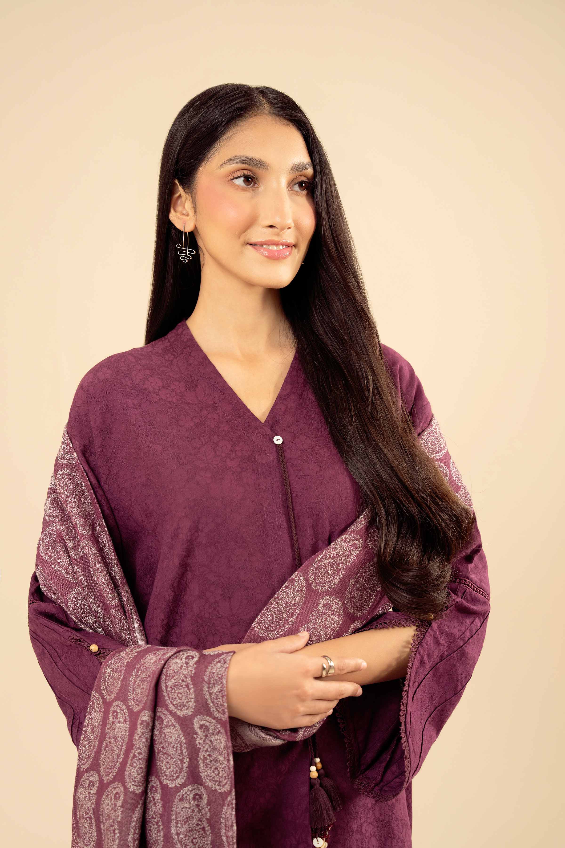 2 Piece - Basic Suit - PW25-96 READY TO WEAR Purple Jacquard 2PC Solids