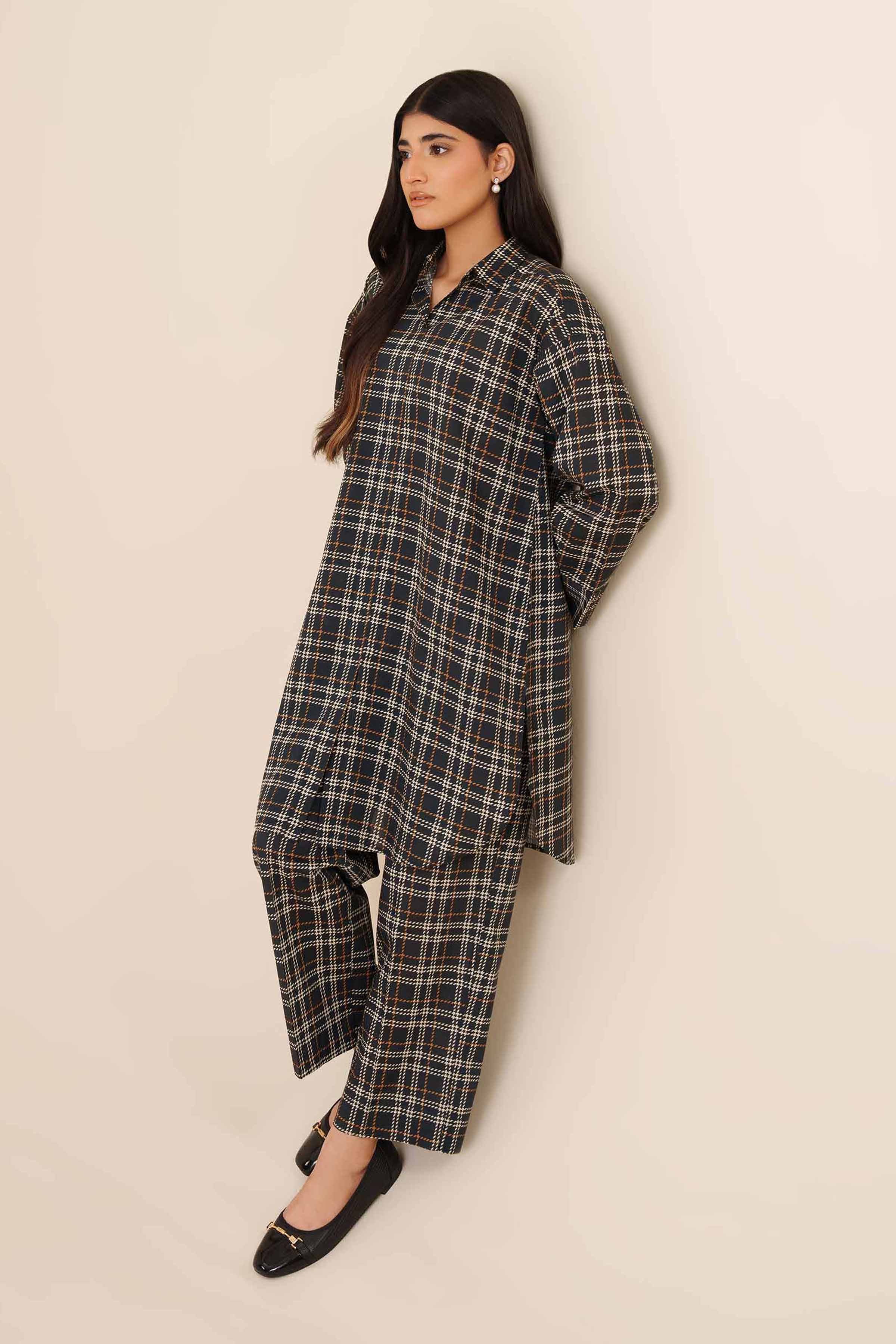 2 Piece - Printed Suit - PW25-47 READY TO WEAR Black Cambric 2PC Printed