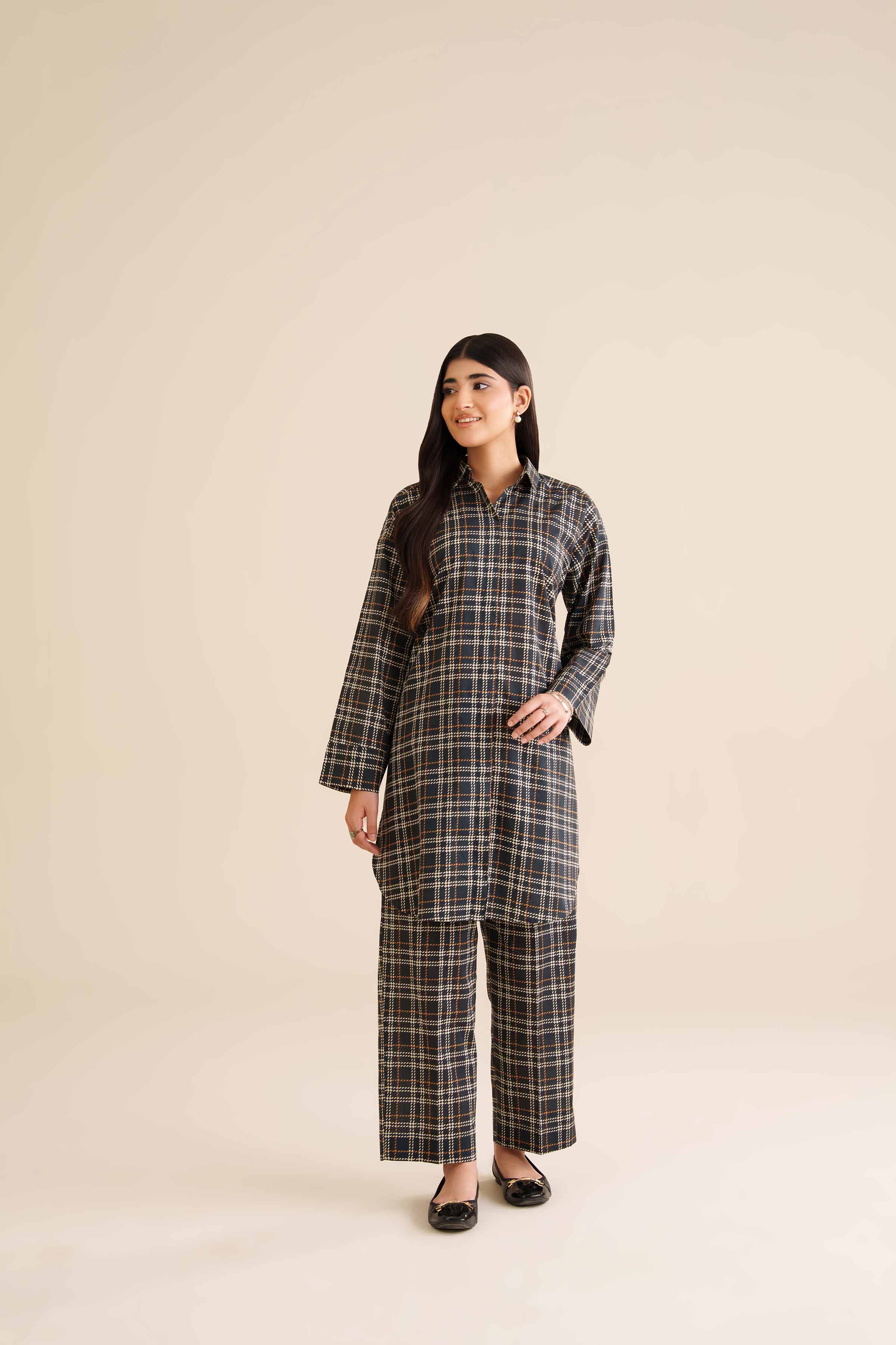 2 Piece - Printed Suit - PW25-47 READY TO WEAR Black Cambric 2PC Printed